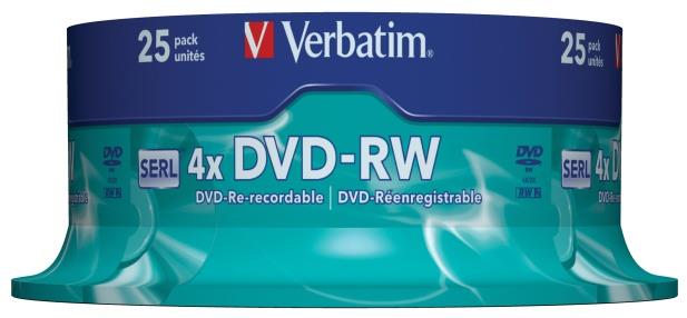 707260  43639 DVD-RW VERBATIM 4.7Gb 4X Spindle (25) 